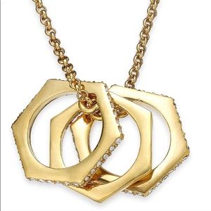Ralph Lauren Gold tone Pave Tri-hexagon pendant